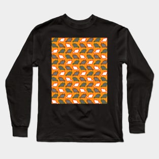 Cute cat pattern in orange Long Sleeve T-Shirt